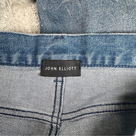 John Elliott Size 30 Mens Blue The Cast 2 Jeans White Paint Speck Speckled Hip - Picture 15 of 15